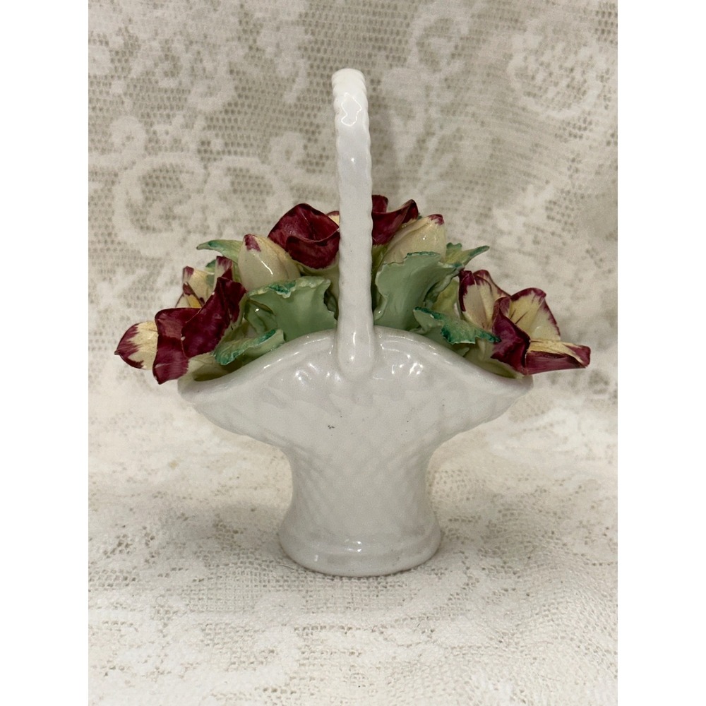VTG Royal Doulton Bone China Flower Basket Figurine Pansy Floral England Vintage